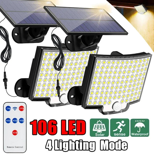 Solar Motion Sensor Flood Light - FREE Gift Included